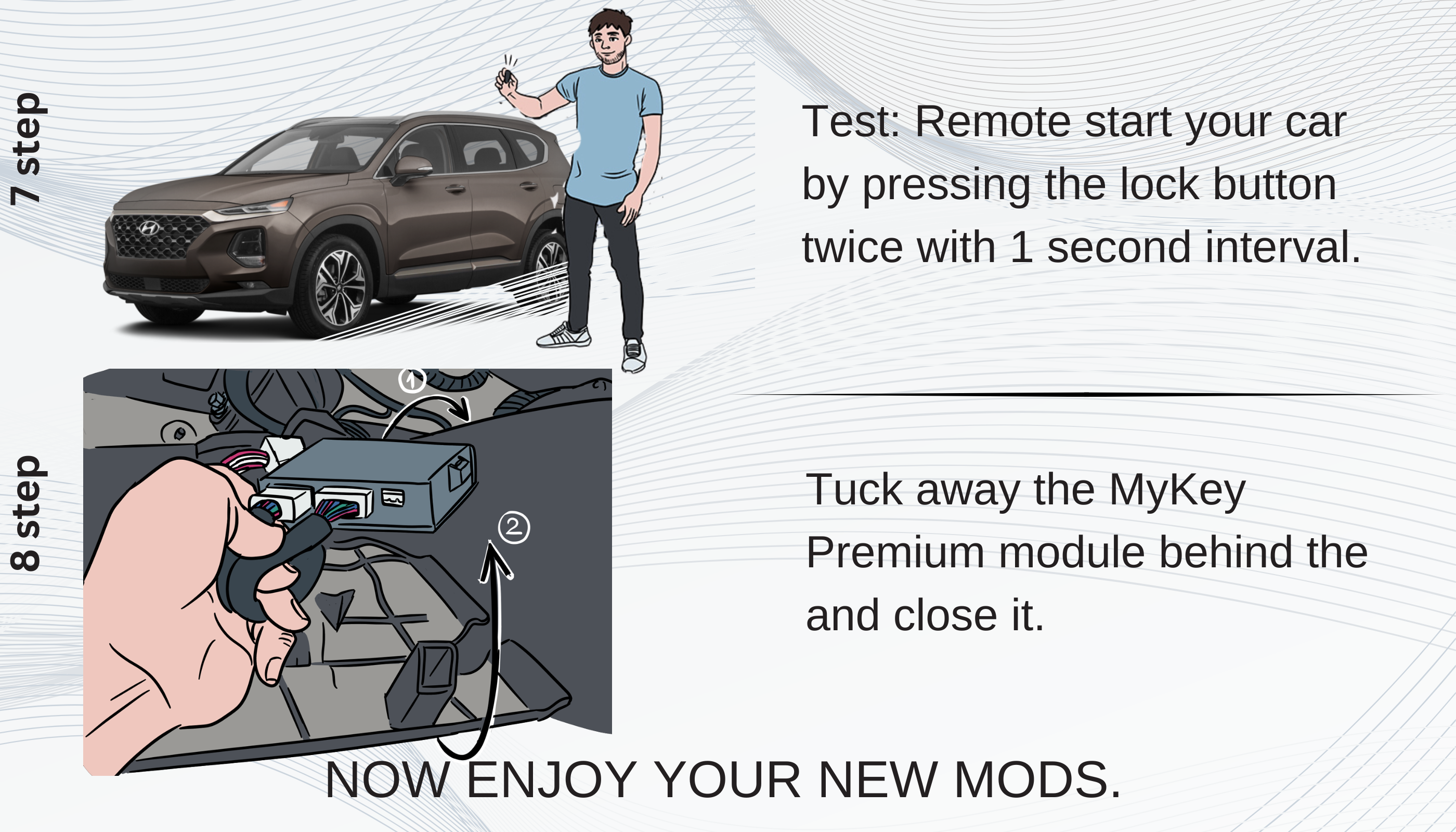 2019-2020 Hyundai Santa Fe remote start kit plug and play oem key fob functions
