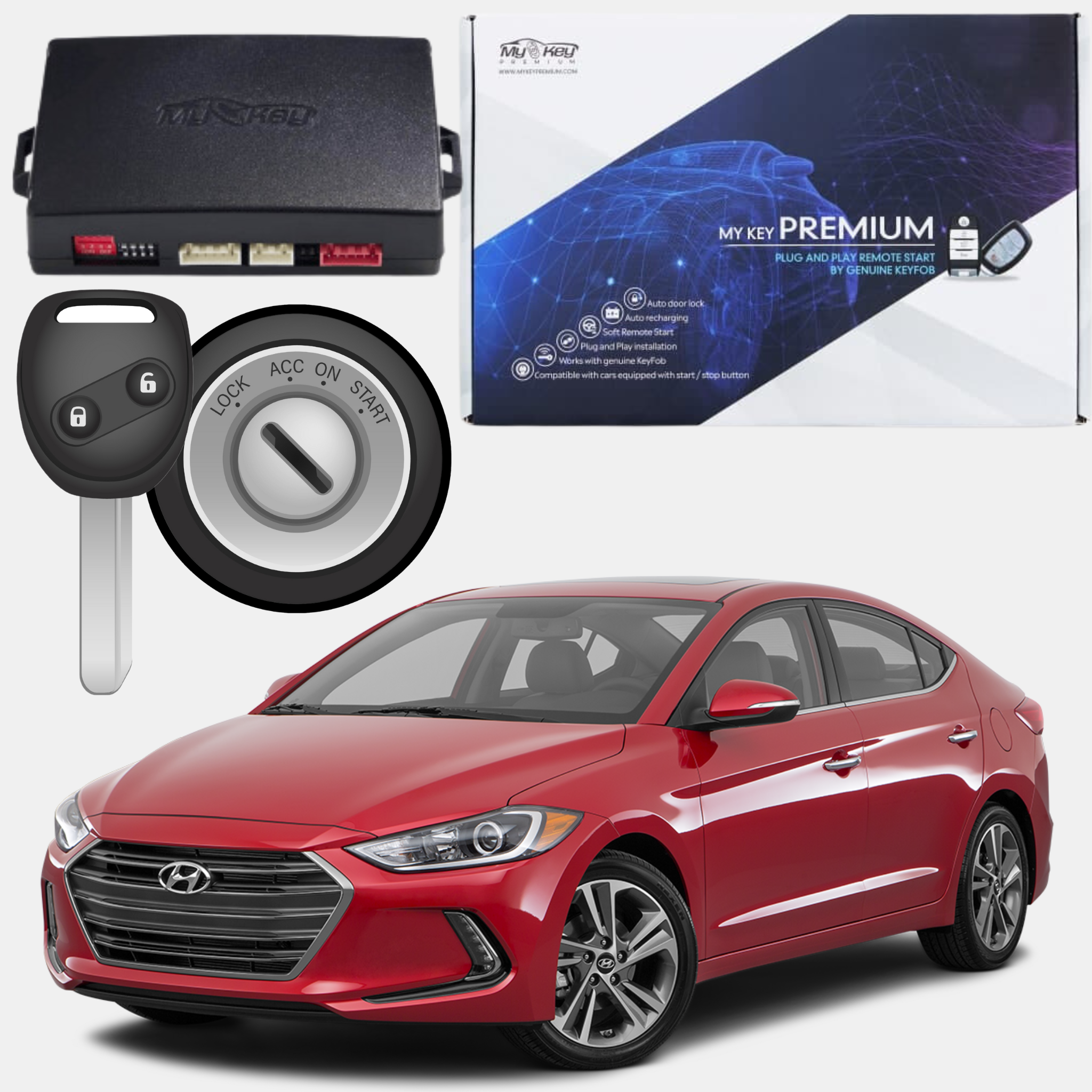 Hyundai elantra 2017~2019 AD Remote Engine Auto STARTER KIT for key ignition [MyKey Premium]]