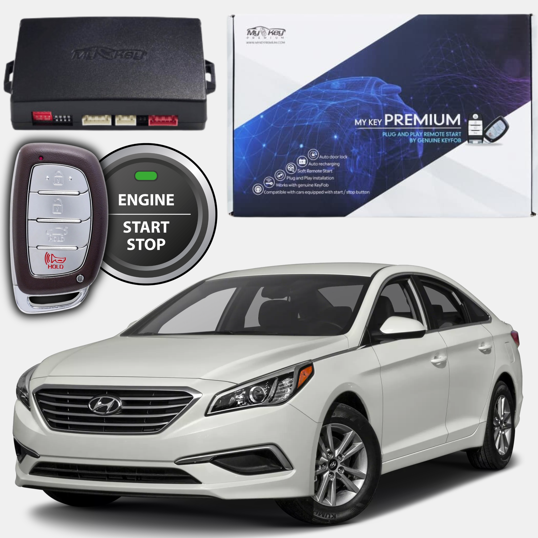 hyundai sonata lf 2015-2019pust start stop remote engine auto starter kit my key premium oem key fob usage