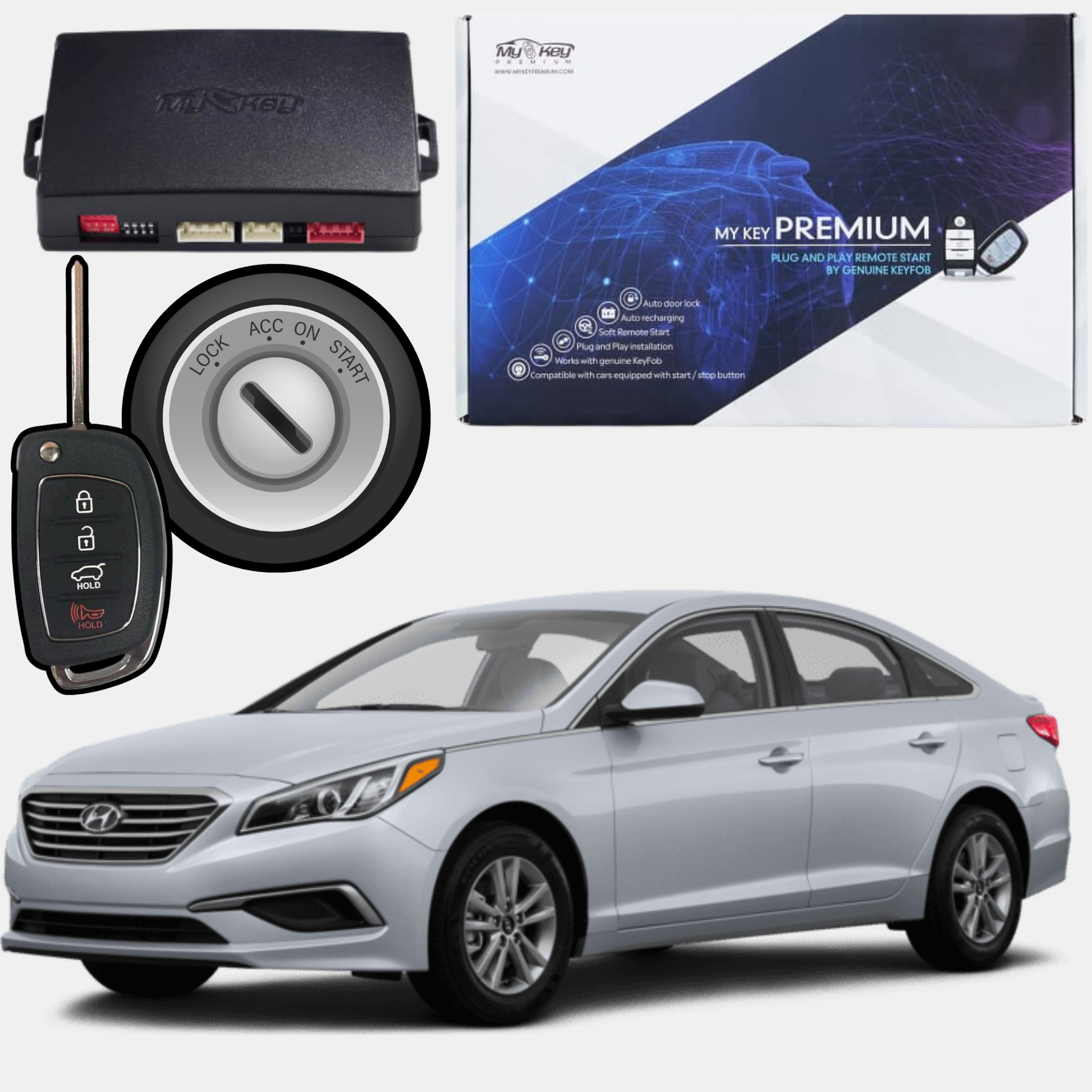 hyundai sonata lf 2015-2019 key ignition remote engine auto starter kit my key premium oem key fob usage