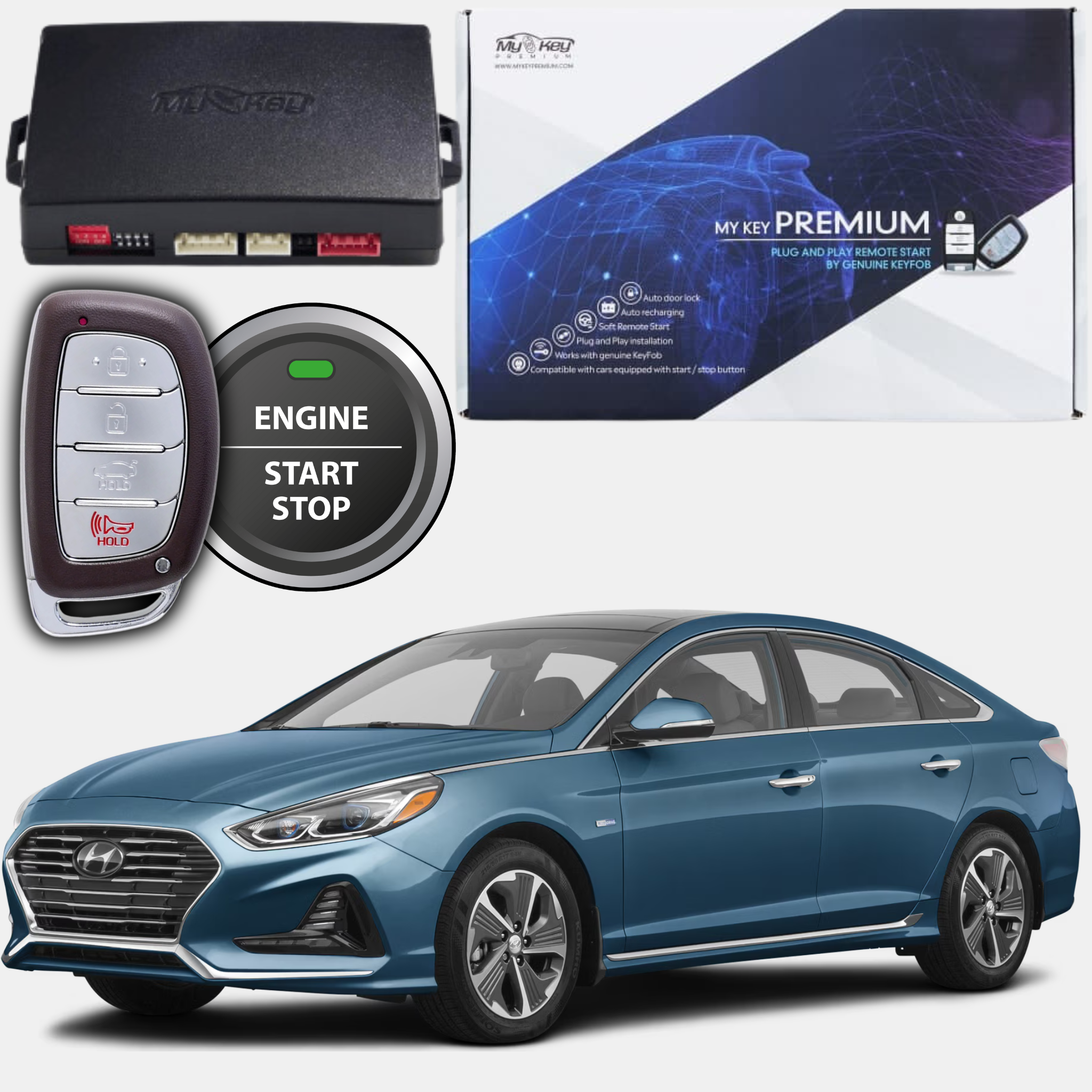 hyundai sonata new rise 2018-2019 facelift remote engine auto starter kit my key premium oem key fob usage