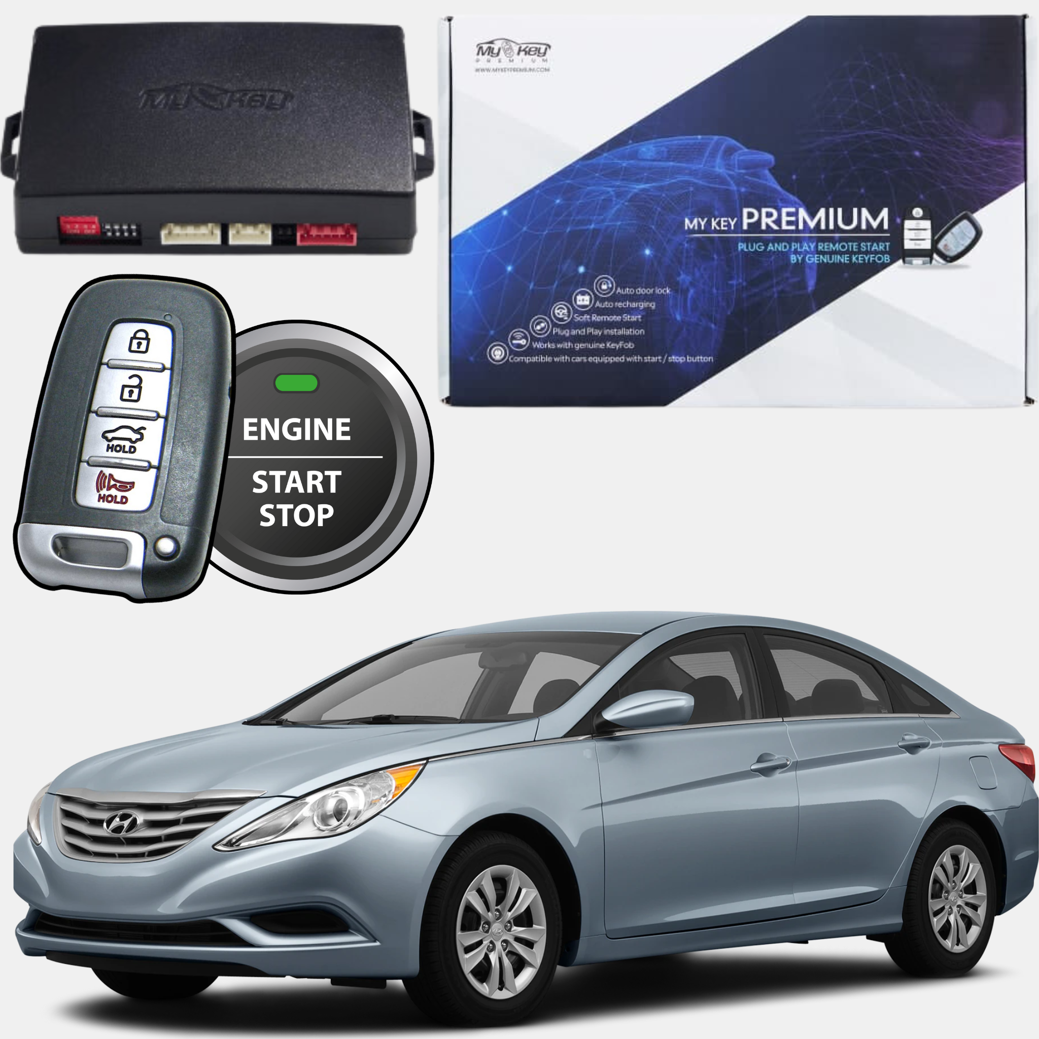 hyundai sonata yf 2009-2014 remote engine auto starter kit my key premium oem key fob usage