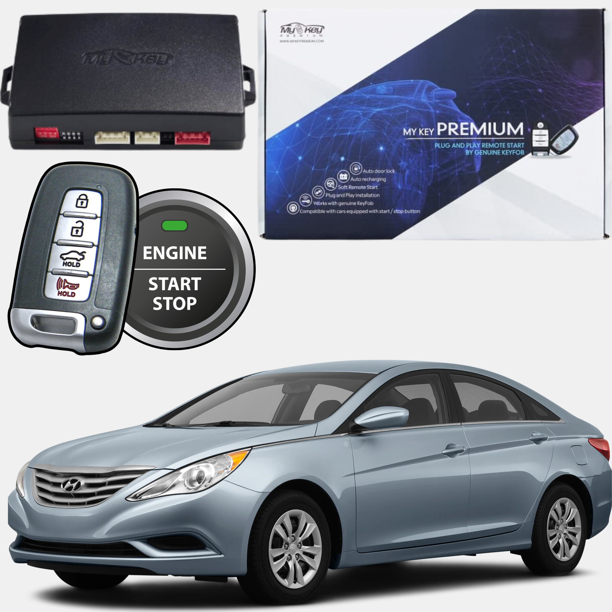 hyundai sonata yf 2009-2014 remote engine auto starter kit my key premium oem key fob usage 