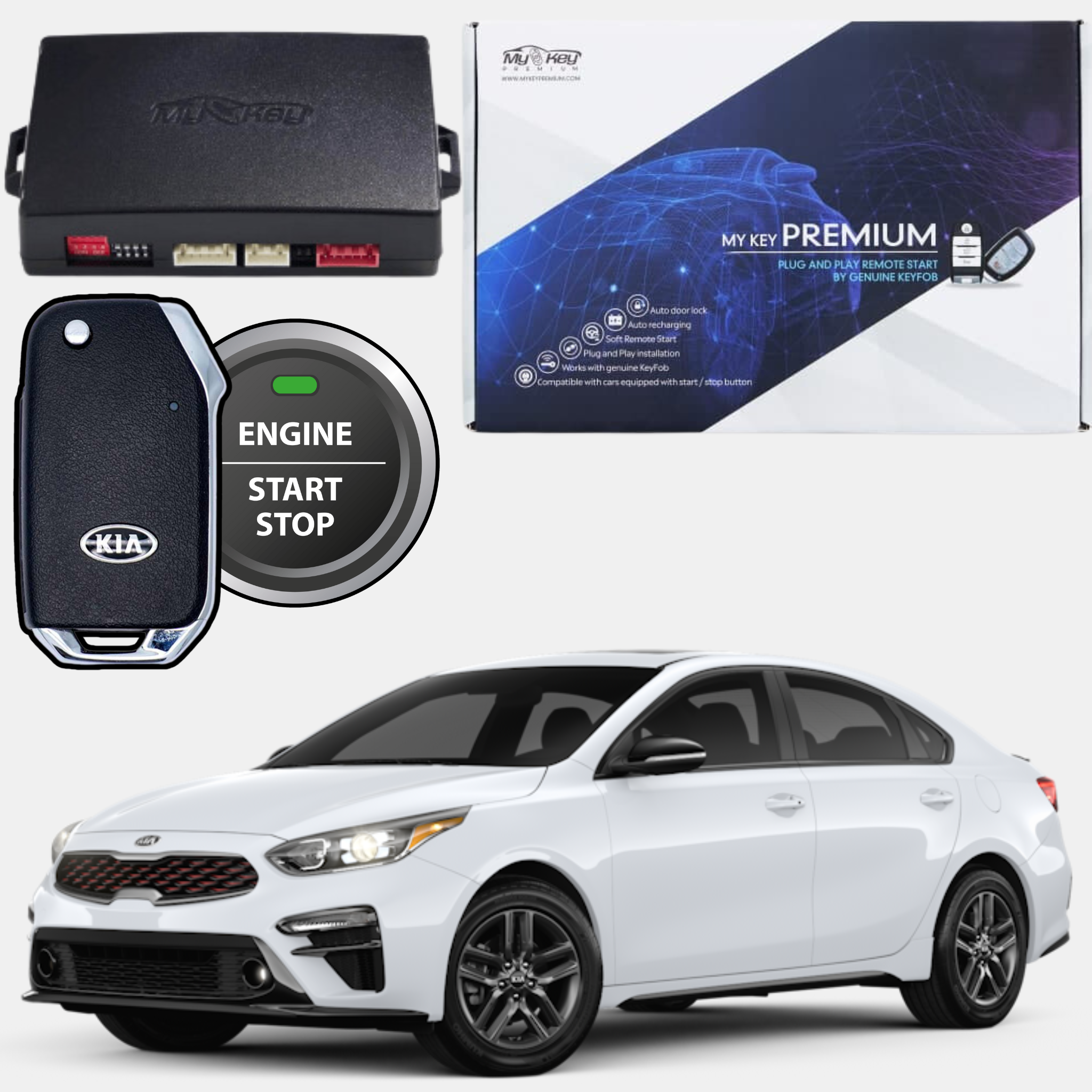 kia forte gt 2018-2020 remote engine starter kit my key premium push start button