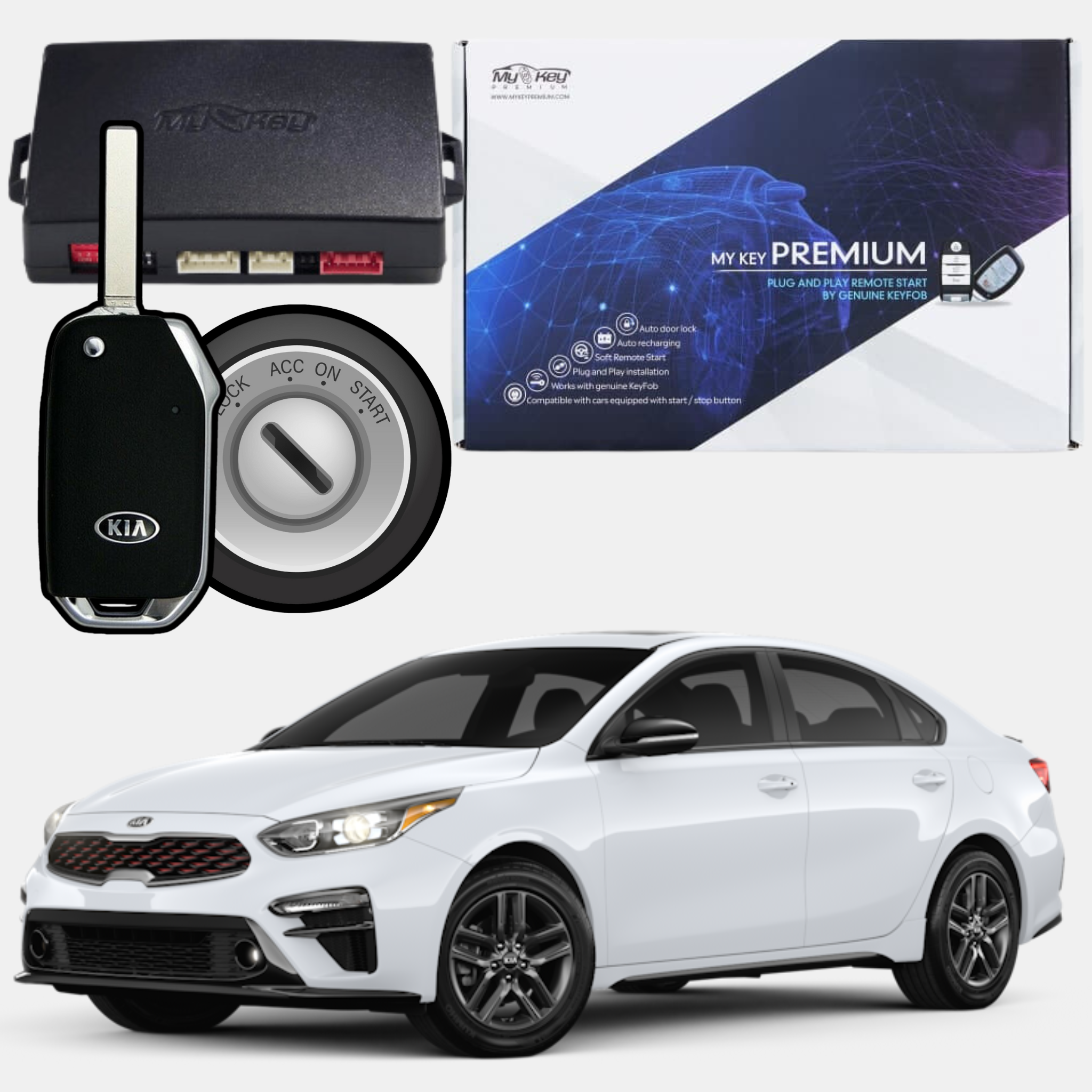 kia forte gt 2018-2020 remote engine starter kit my key premium key ignition