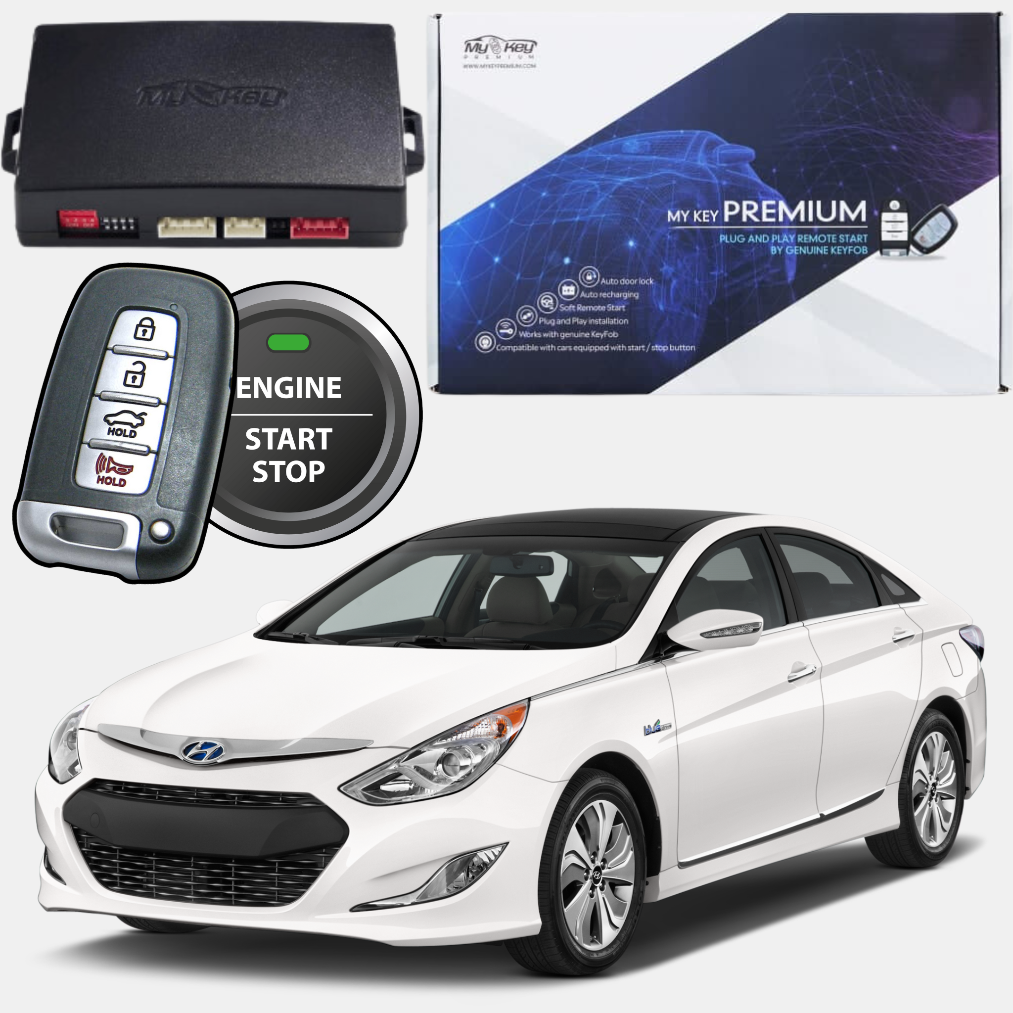 hyundai sonata yf 2009-2015 remote engine auto starter kit my key premium oem key fob usage