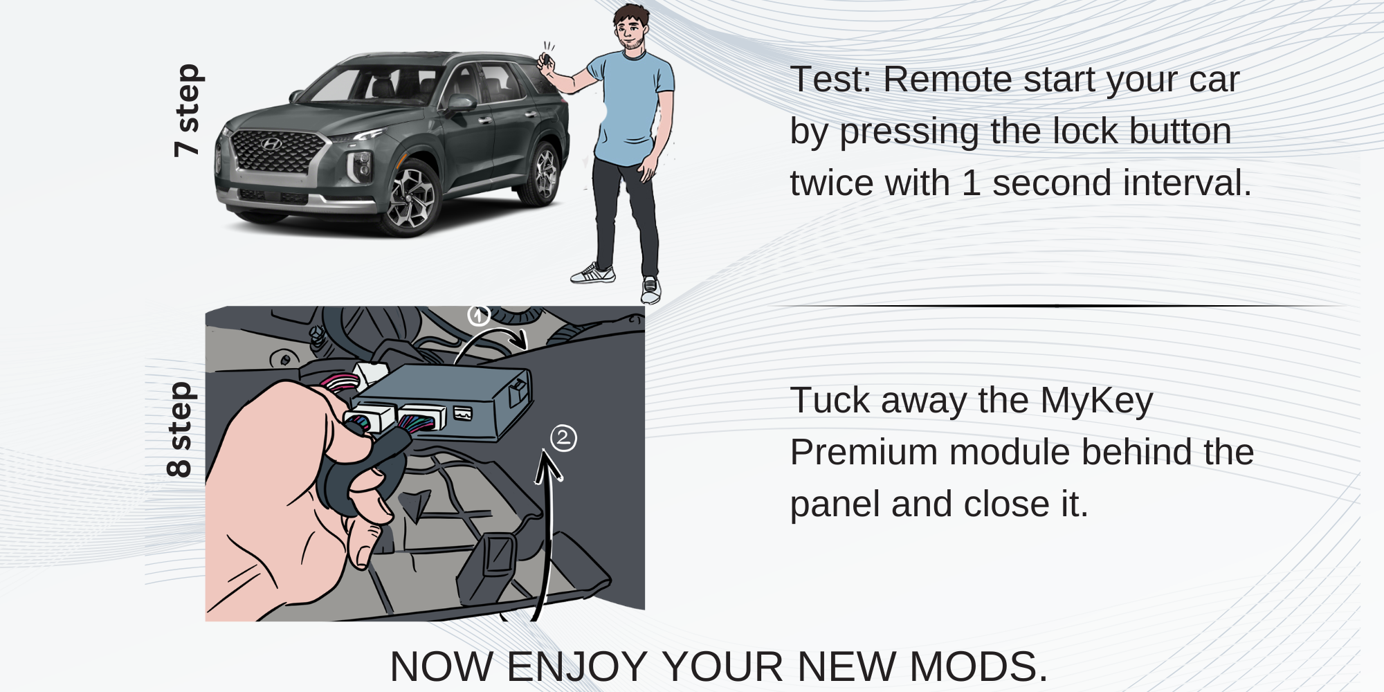 2020-2022 Hyundai Palisade Key fob Remote Engine auto starter installation guide[My Key Premium]