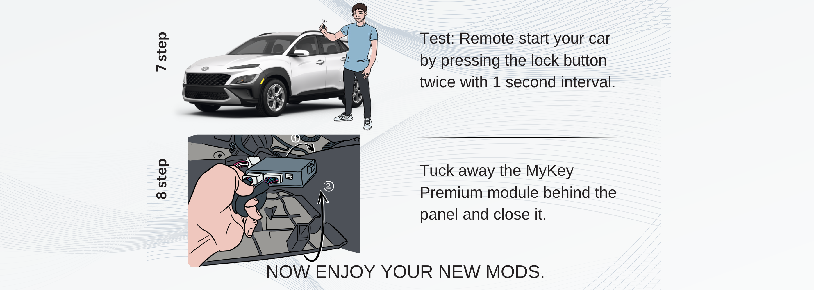 Hyundai Kona Os Facelift 2021-2023 Key fob Remote Engine auto starter installation guide[My Key Premium] part 4