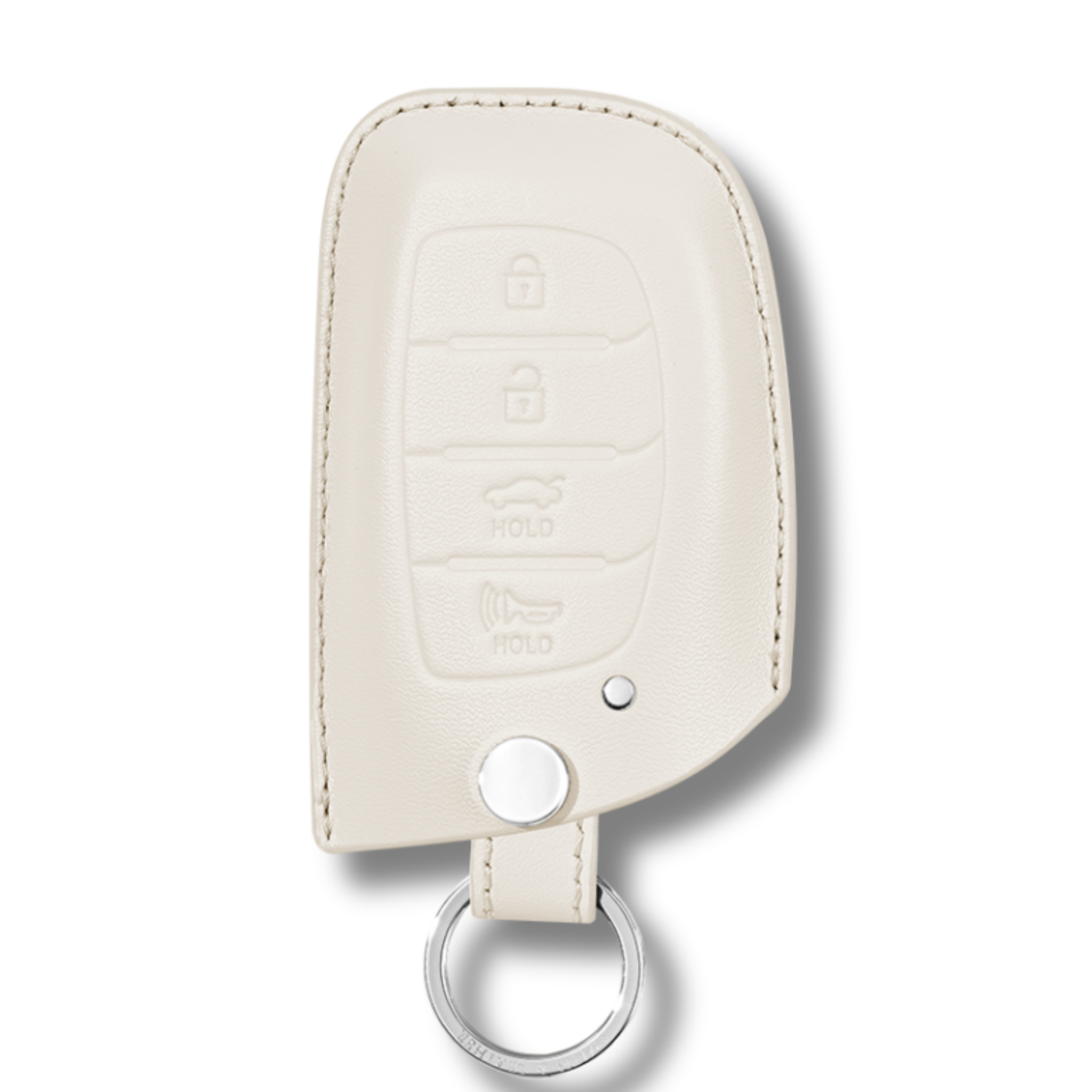 Hyundai Sonata Elantra Tucson Premium Leather Car Key Fob Case Ivory 