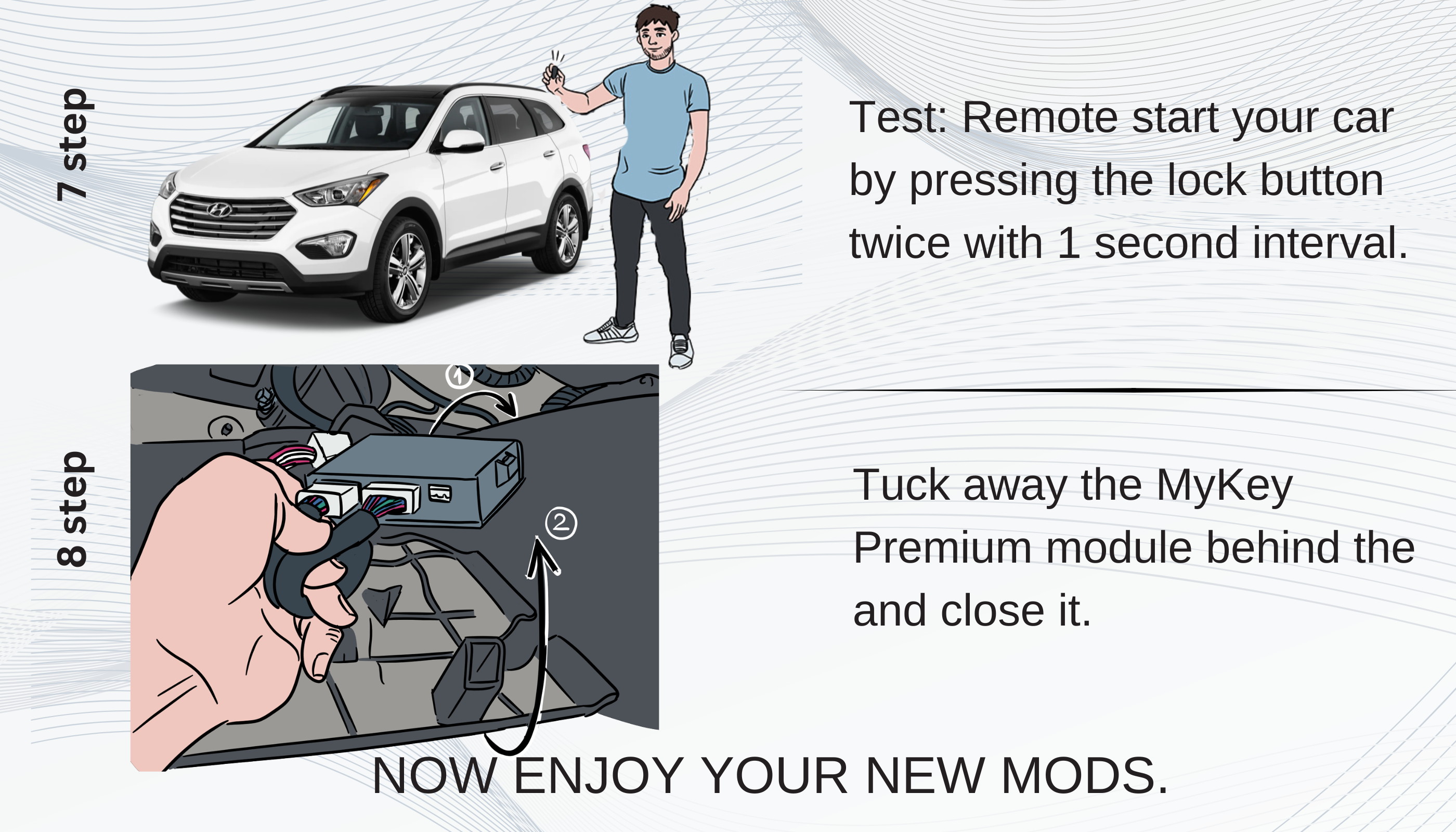 Hyundai santa fe dm Key fob Remote Engine auto starter installation guide[My Key Premium]