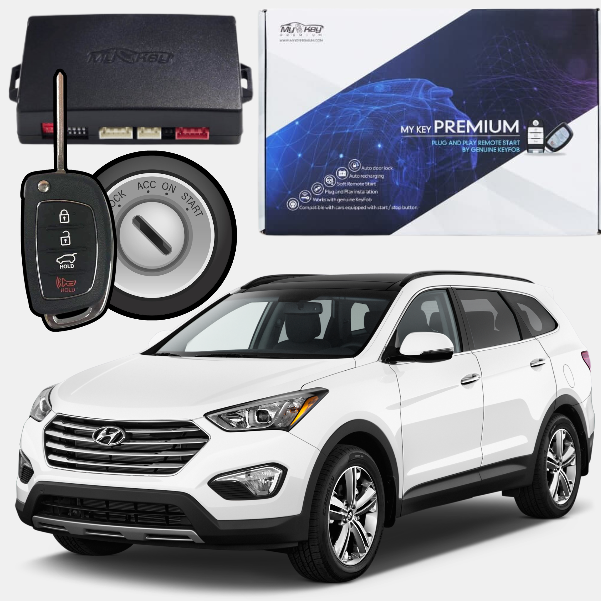 Hyundai santa fer emote starter kit plug and play 2013-2018