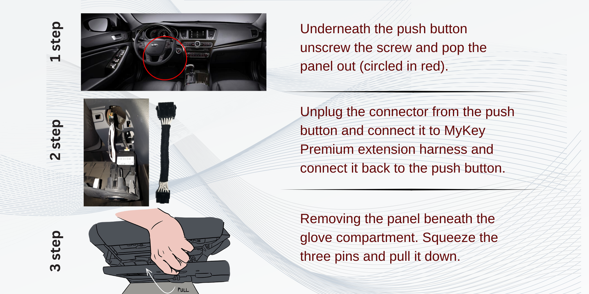 Kia Cadenza VG (2009-2012) Remote Start Kit – Plug & Play [MyKey Premium] installation guide