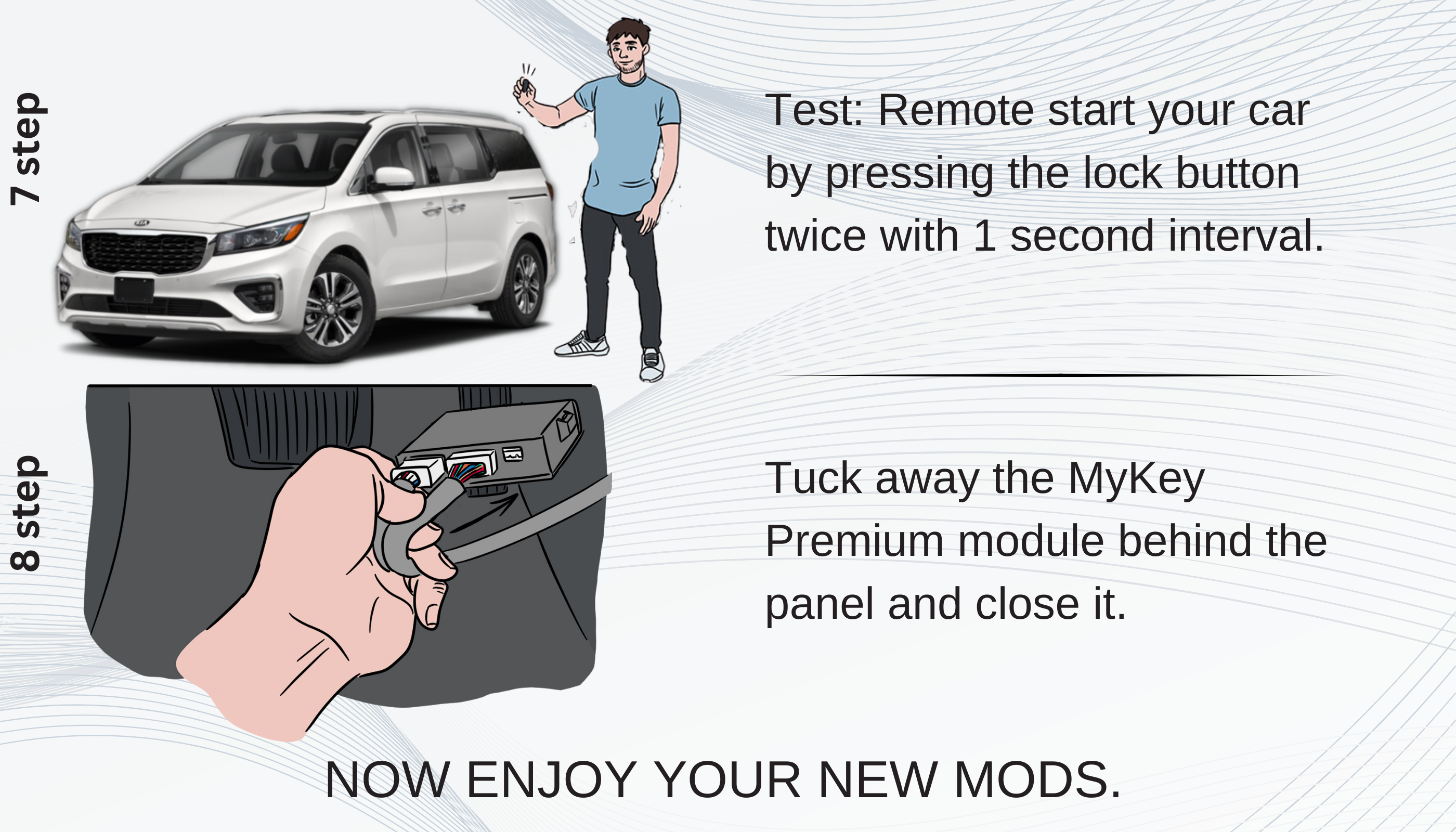 Kia Sedona Carnival Key Fob remote engine auto starter kit installation guide [MyKey Premium]