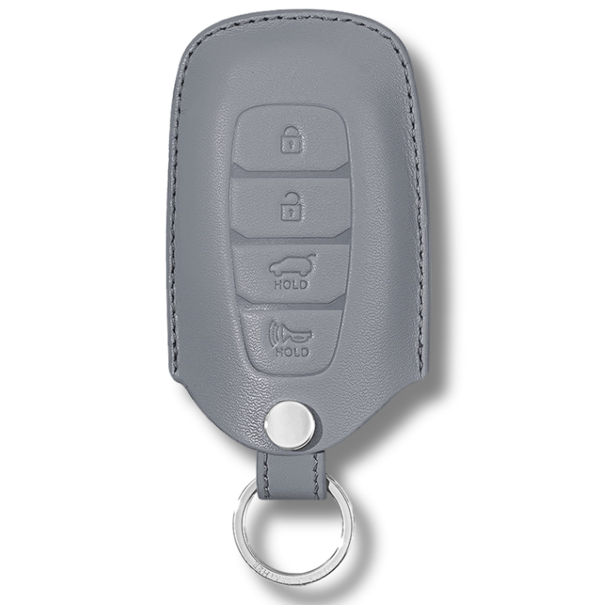 Hyundai Kona Elantra Sonata Key Fob Premium Leather Case grey