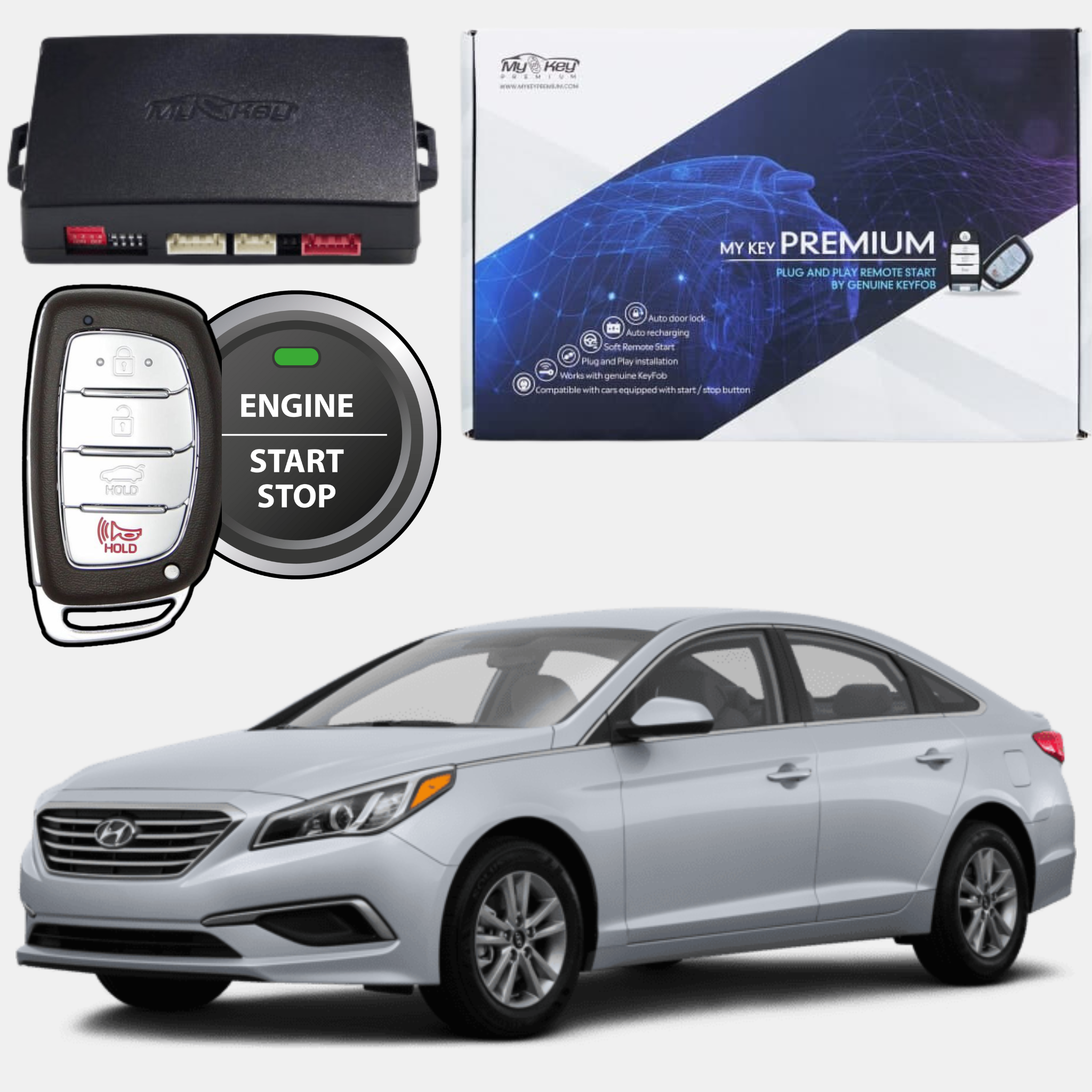 hyundai sonata lf 2015-2019 remote engine auto starter kit my key premium oem key fob usage 