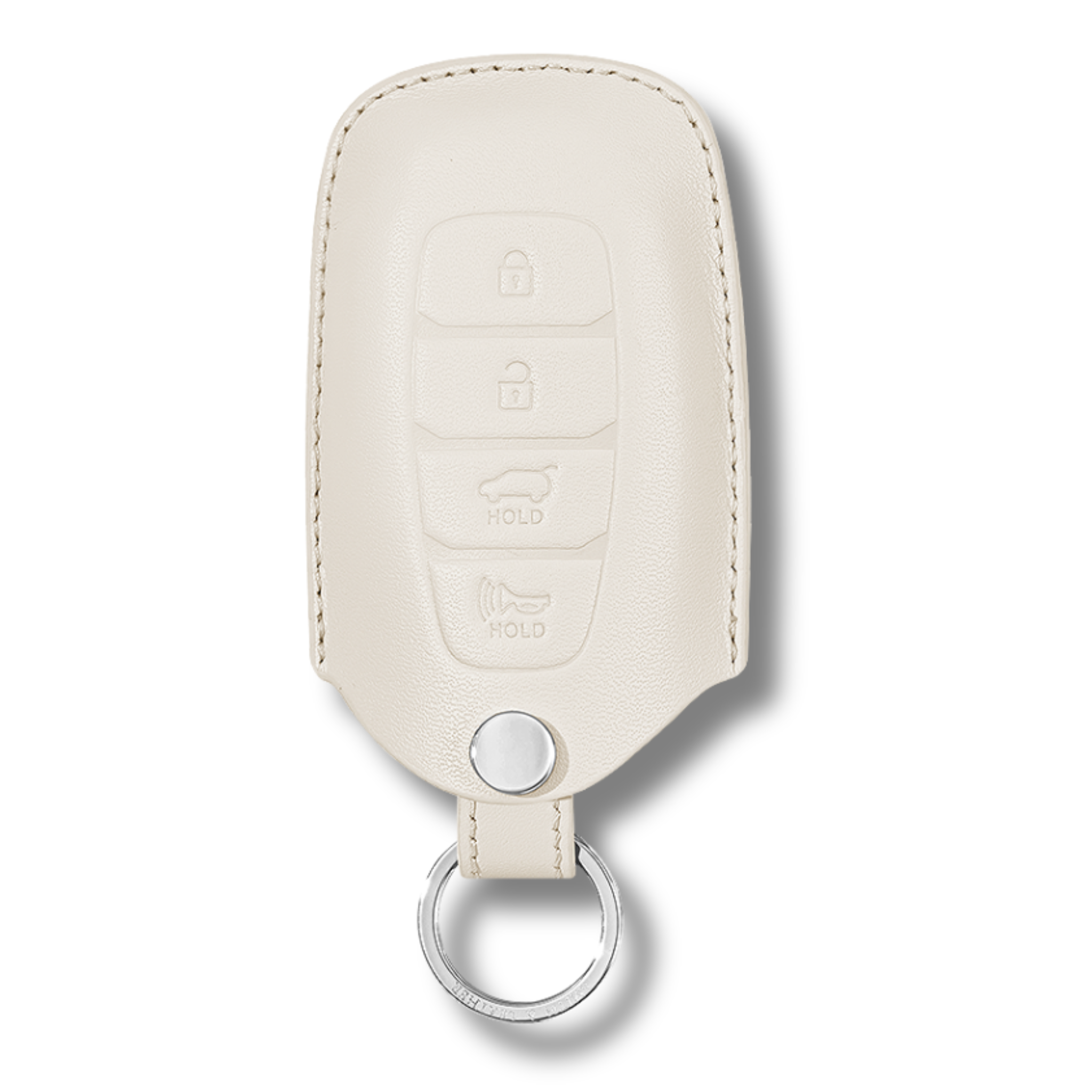 Hyundai Kona Elantra Sonata Key Fob Premium Leather Case white