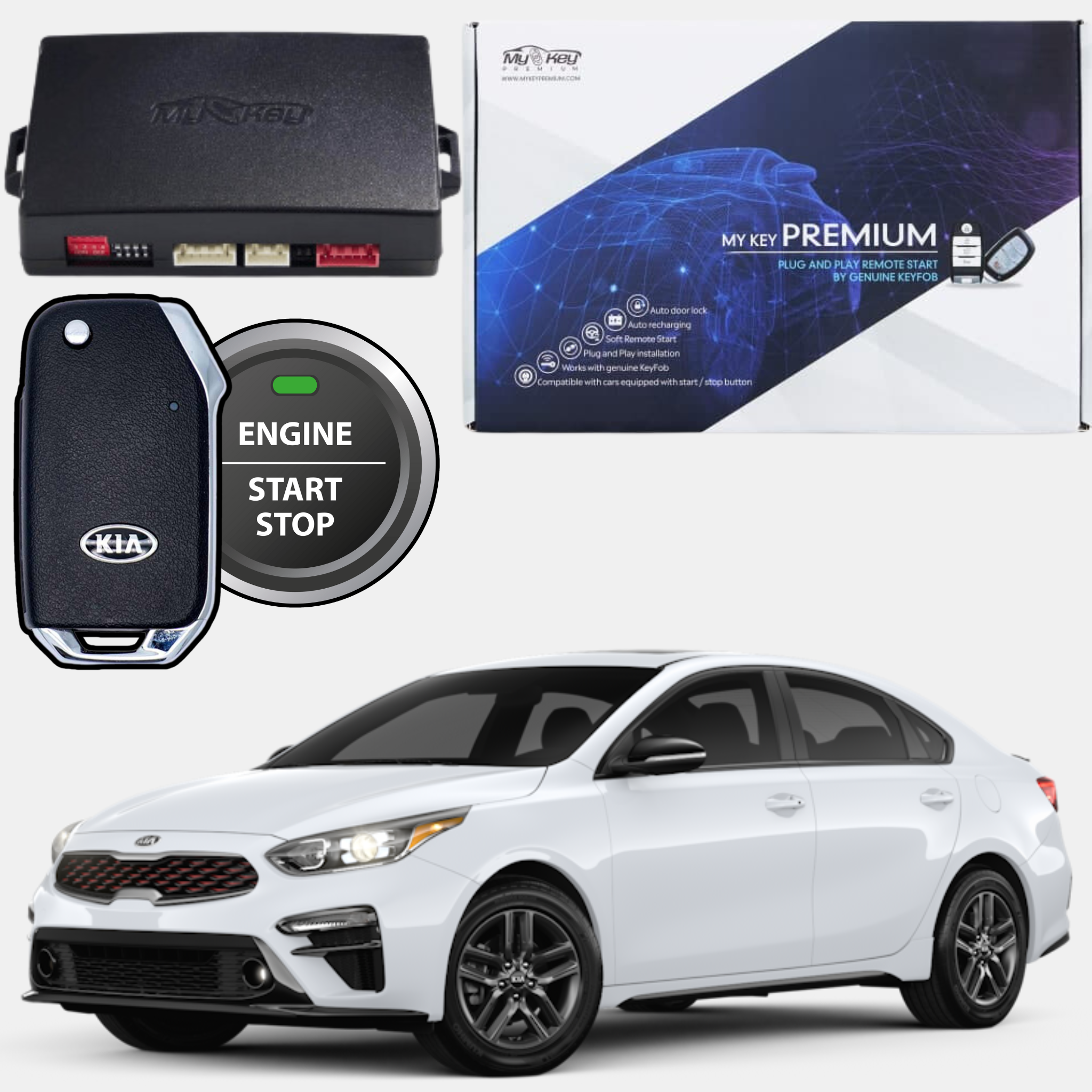 kia forte gt 2018-2020 remote engine starter kit my key premium  push start button 