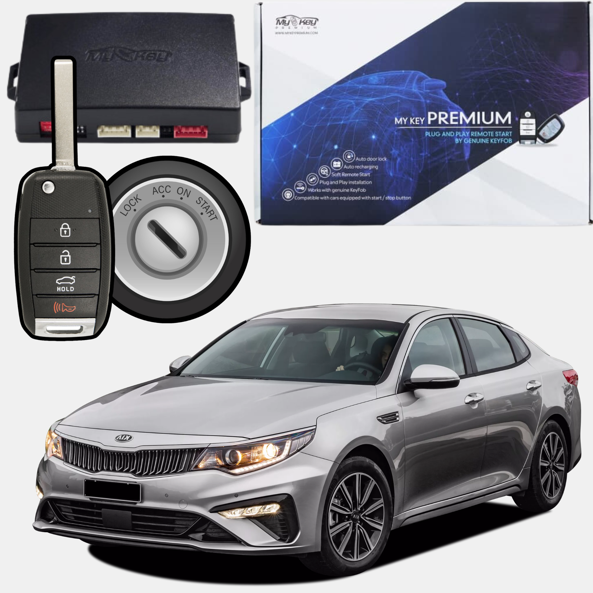 kia optima key ignition 2016-2020 remote auto starter kit my key premium jf