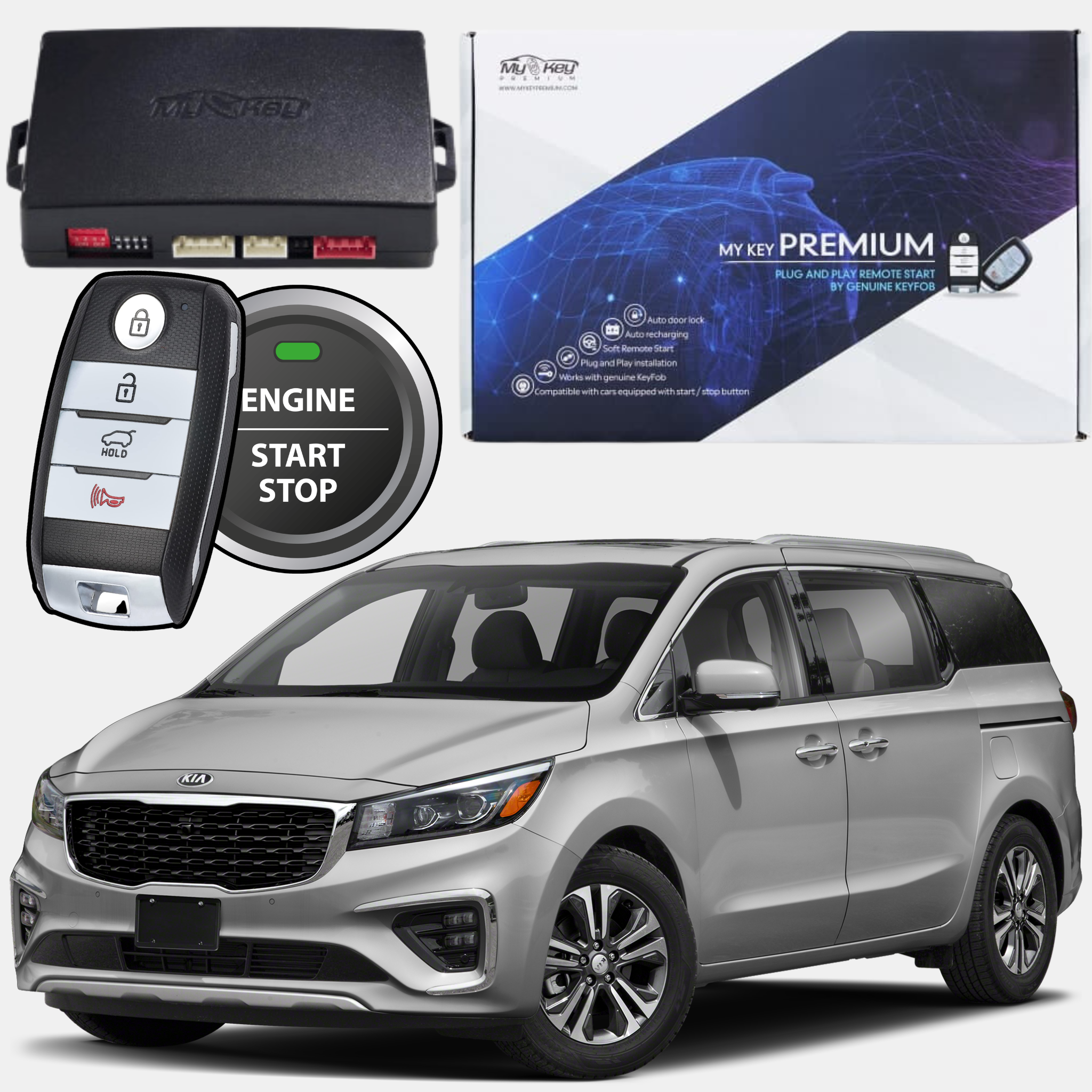 kia sedona yp 2015-2020 remote engine starter kit with oem key fob