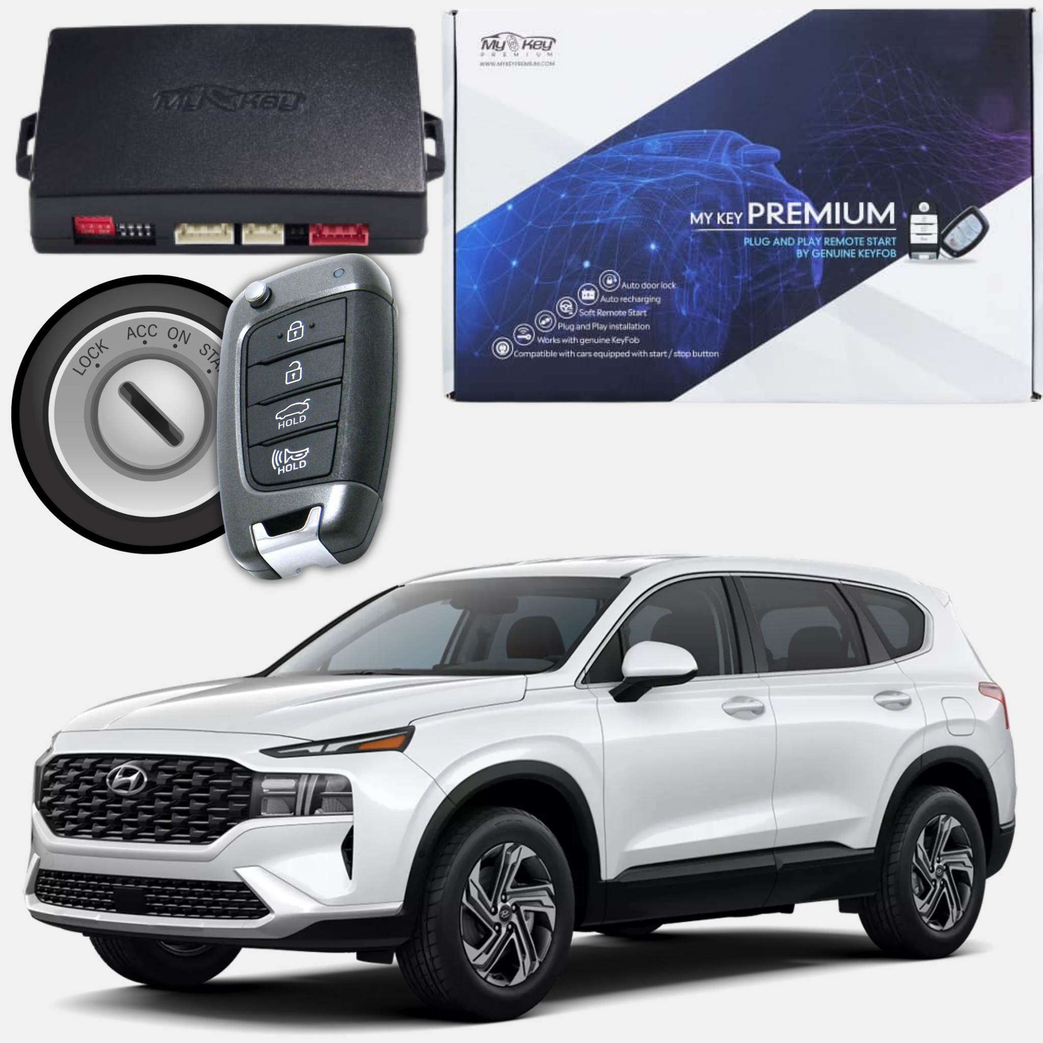 hyundai santa fe 2019-2023 remote engine starter alternative to bluelink plug and play